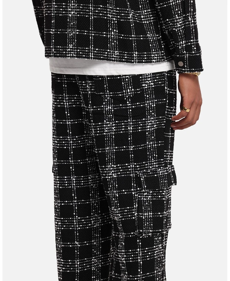 Xxiii Men's Boucle Tweed Plaid Cargo Pants