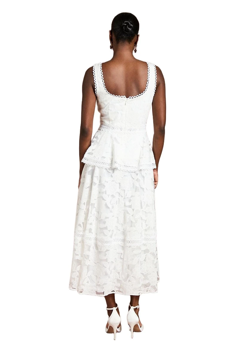 Coast Women's Peplum Hem Button Down Lace Midi Dress