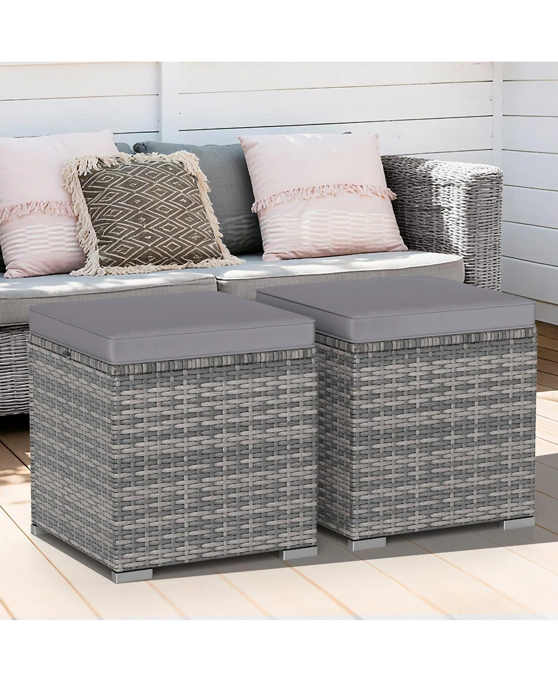 Sugift 2 Pieces Patio Ottoman with Hidden Storage Space