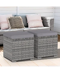 Sugift 2 Pieces Patio Ottoman with Hidden Storage Space