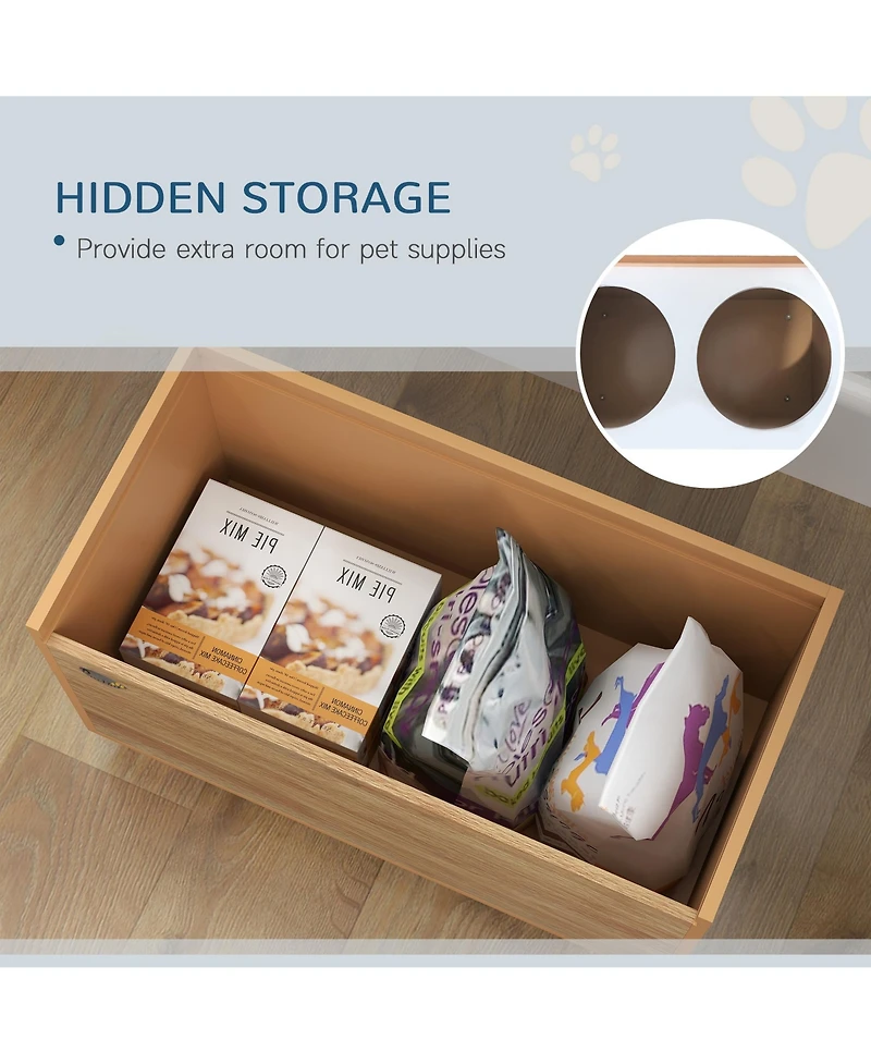PawHut Elevated Dog Bowls, Raised Dog Bowl Sd with Slow Feeder Bowl,