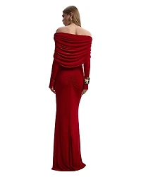 Karen Millen Women's Ruched Off Shoulder Fishtail Maxi Dress