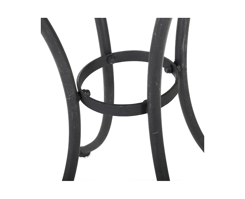 sumyeg 3-Piece Floral Pattern Iron Bistro Set with Stackable Chairs