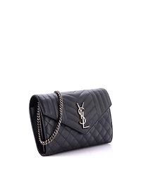 Pre-Owned Saint Laurent Medium Classic Monogram Chain Wallet Mixed Matelasse Leather