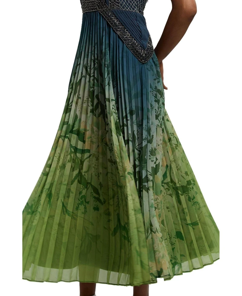Karen Millen Women's Embellished Pleated Maxi Dress