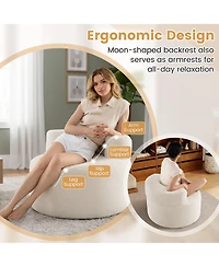 Slickblue Teddy Fleece Moon Floor Chair, Cozy Single Sofa Seat for Bedroom and Lounge