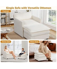 Slickblue Large Accent Chair with Ottoman, Soft Corduroy Upholstery and Deep Cushion Comfort