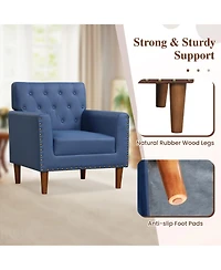 Slickblue Button Tufted Accent Chair with Rivet Trim, Mid Century Modern Living Room