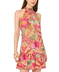 Msk Petite Printed Trapeze Halter Neck Dress