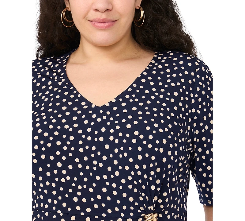 Msk Plus V-Neck Hardware Detail Midi Dress