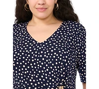 Msk Plus V-Neck Hardware Detail Midi Dress
