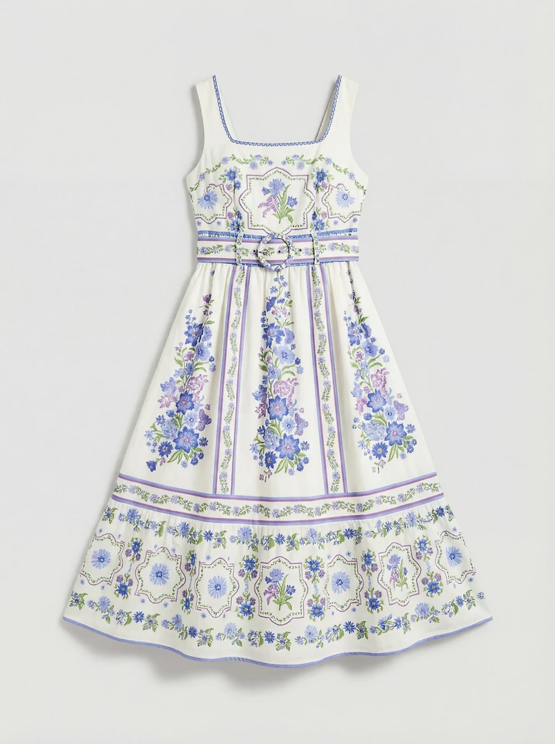 Coast Women's Print Full Skirted Cotton Midi Dress