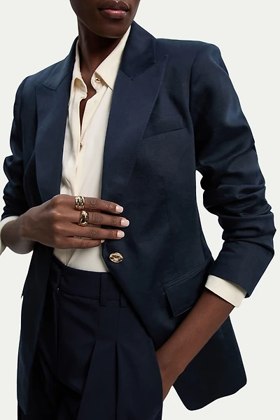 Karen Millen Women's Tailored Linen Single Breasted Blazer