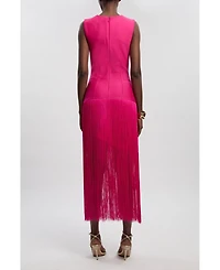 Karen Millen Women's Form Fit Bandage Tassel Hem Mini Dress