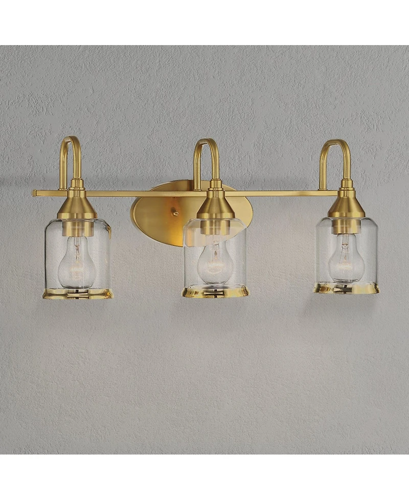 Busdays 22 Inch Contemporary Vanity Light Brushed Clear Glass Modern Wall Fixture for Bathroom Bedroom Foyer Kitchen Living Room Entryway