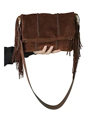 Carlos Falchi Medium Fringe Suede Crossbody Messenger
