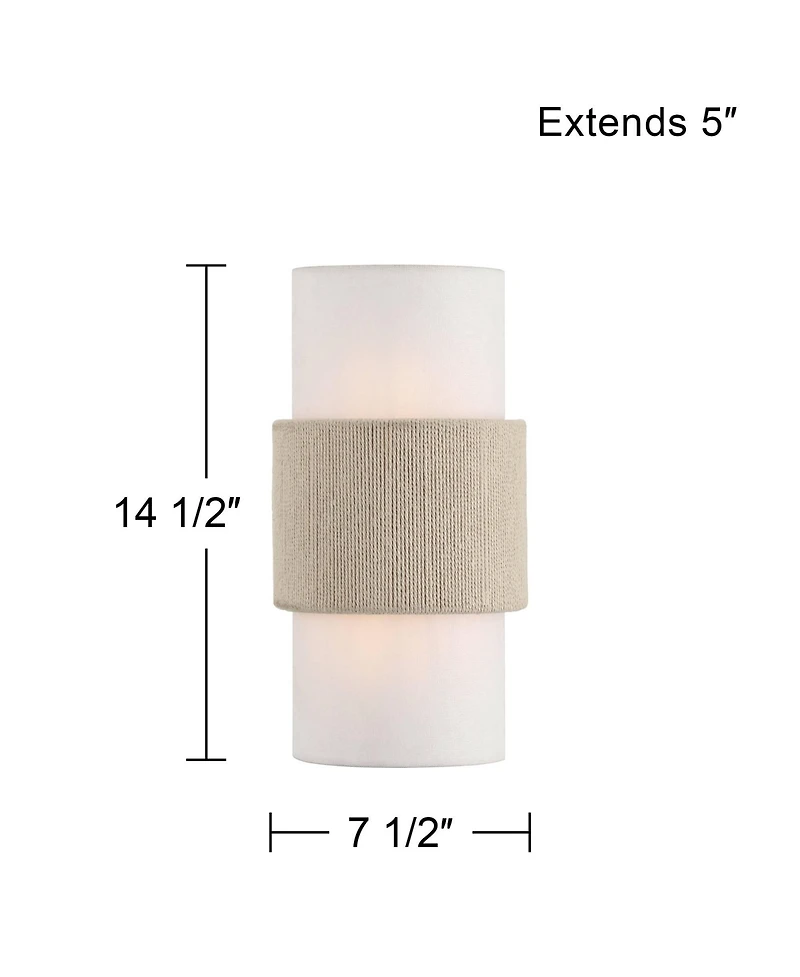 360 Lighting Cabo 14 1/2" Linen and Rope 2-Light Wall Sconce Set of 2