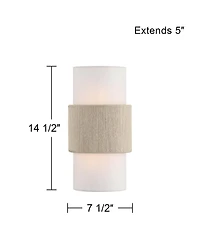 360 Lighting Cabo 14 1/2" Linen and Rope 2-Light Wall Sconce Set of 2
