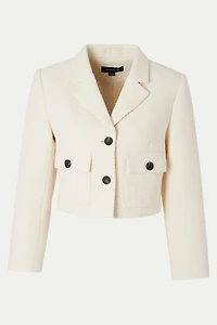 Karen Millen Women's Double Button Tweed Cropped Jacket