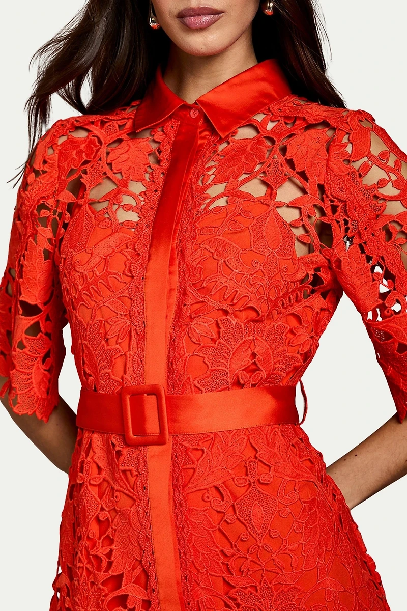 Coast Women's Lace Short Sleeve Shirt Dress
