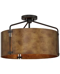 Possini Euro Design Possini Euro Julian Wide Rustic Bronze Drum 3-Light Ceiling Light