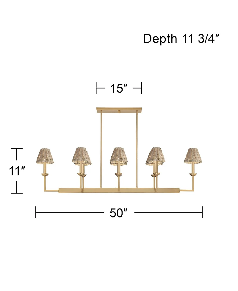 Possini Euro Design Kime 8-Light Island Chandelier w/ Wicker Shades