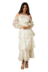 Oasis Women's Organza Cold Shoulder Midi Dress
