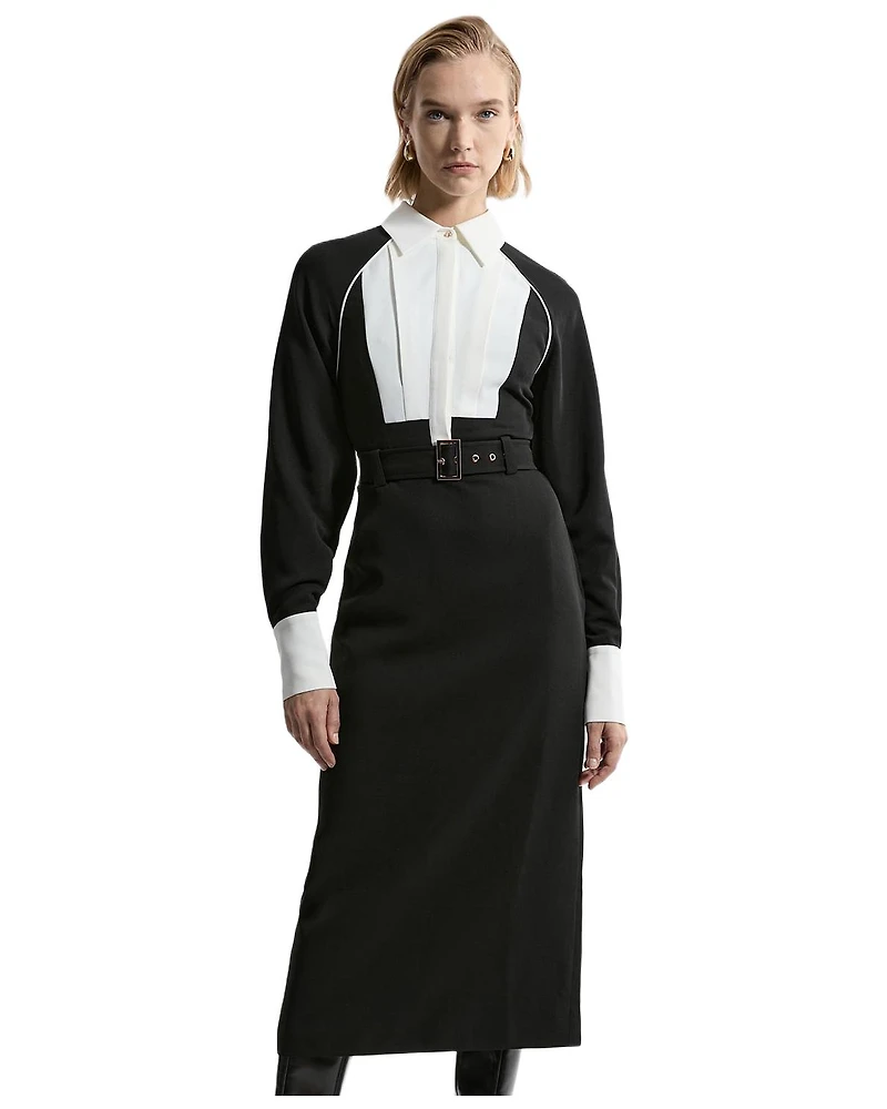 Karen Millen Women's Contrast Collar Midi Dress