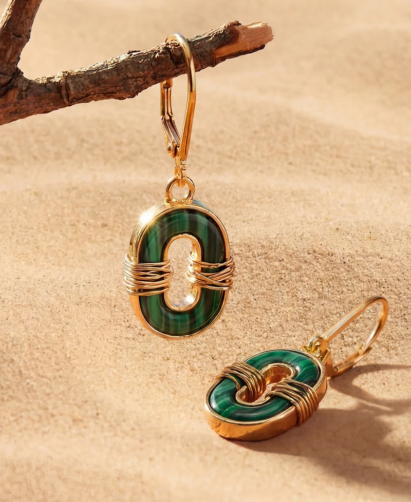 Robert Lee Morris Soho Malachite Link Drop Earrings