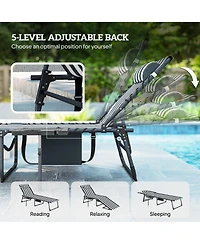 Outsunny Folding Chaise Lounge ning Chair w/ Adjustable Back