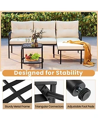 Sugift 3-Piece L Shaped Patio Furniture Set Pe Rattan Sectional Sofas