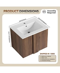 Sillysis Wall Mounted Bathroom Vanity with Ceramic Sink, Soft Close Double Doors