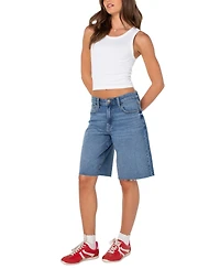 Celebrity Pink Women's High-Rise Raw-Hem Bermuda Shorts