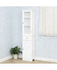 Clihome Slim Tall Storage Cabinet Compact Organizer, 67.5"H Freestanding Cabinet with Open Shelves and Drawer