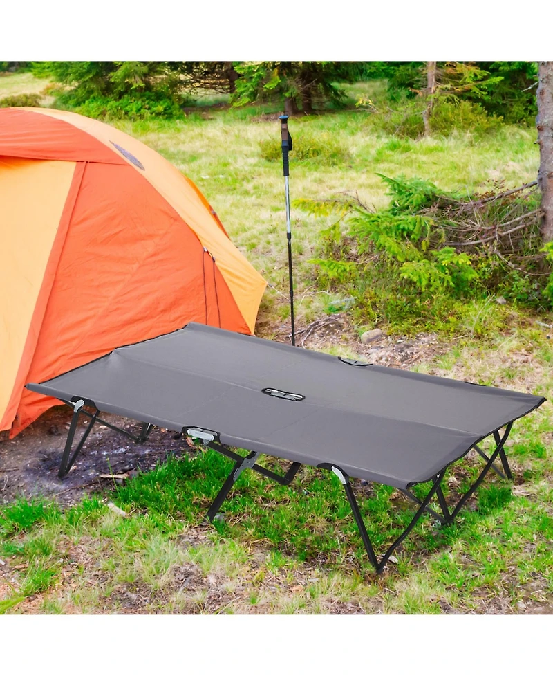 ECHTPeak 2 Person Folding Camping Cot for Adults, 50" Extra Wide Outdoor Portable Sleeping Cot with Carry Bag, Elevated Camping Bed, Beach Hiking