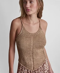 Dkny Jeans Women's Curved Hem Rib Details Scoop Neck Cami Top