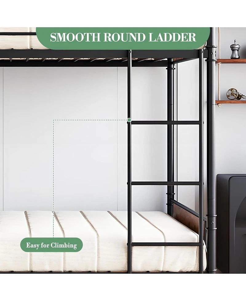 gaomon Bunk Beds with High Guardrail and Ladder, Convertible to 2 Kids/Teens/Adults, Sturdy Heavy Duty Metal Slats