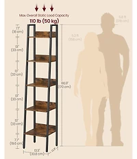 Slickblue Tall Narrow 5 Tier Bookcase Organizer Storage Shelf Unit