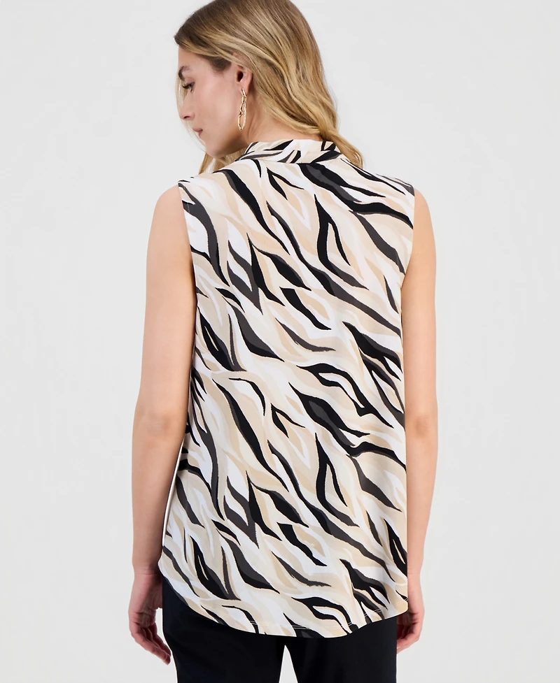 Jm Collection Women's Printed Sleeveless V-Neck Knit Top