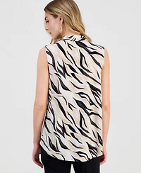 Jm Collection Women's Printed Sleeveless V-Neck Knit Top