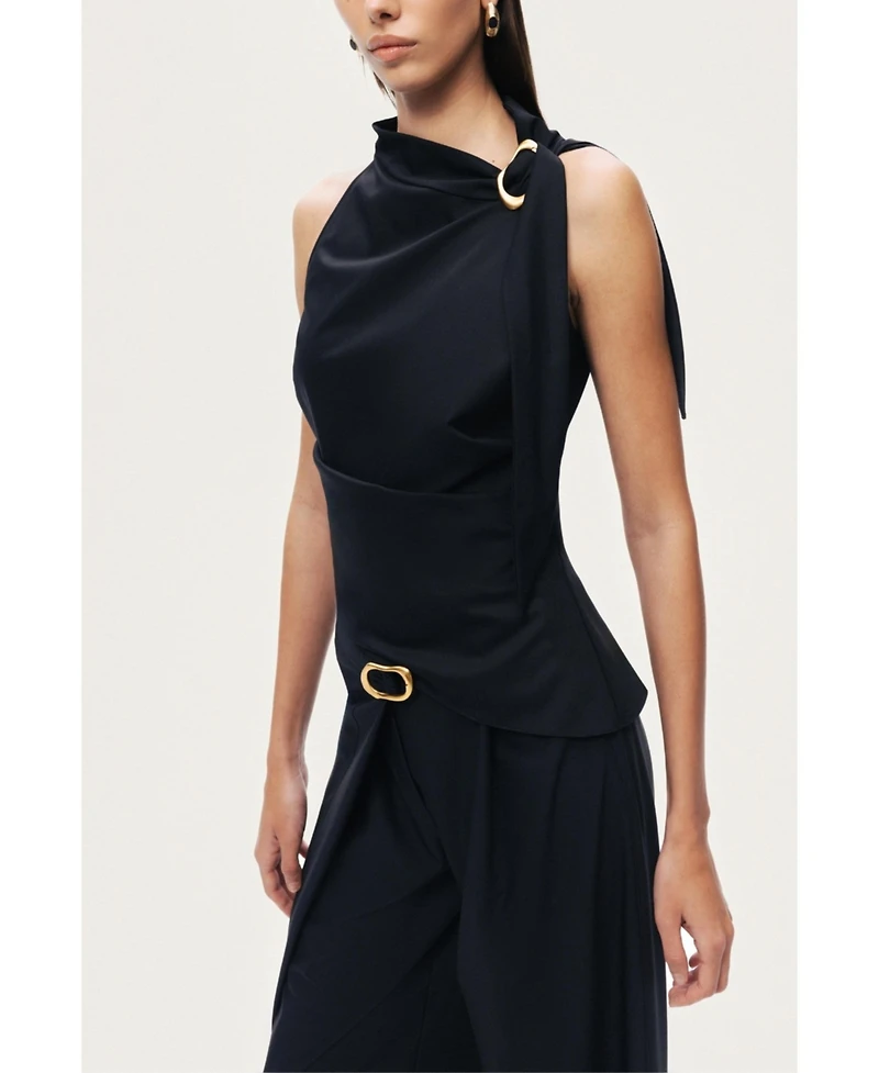 Nocturne Women's Asymmetric Buckle Detail Pants