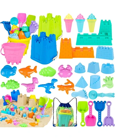 Gnuadz 34-piece Beach Toys Sand Castle Bucket Shovel Mesh Bag Mold Sandbox Kids