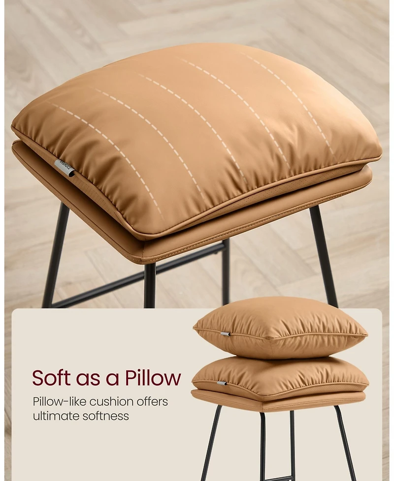 Slickblue Caramel Brown Counter Stools Set of 2 Cushioned Sled Base