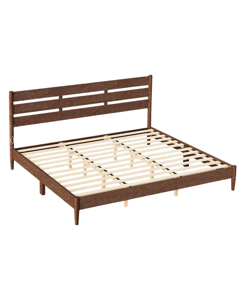 Slickblue King Bed Frame with Led Headboard Charging Station Storage