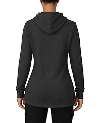 Blue Ice Women's Loose Fit Waffle Knit Thermal Pullover Hoodie