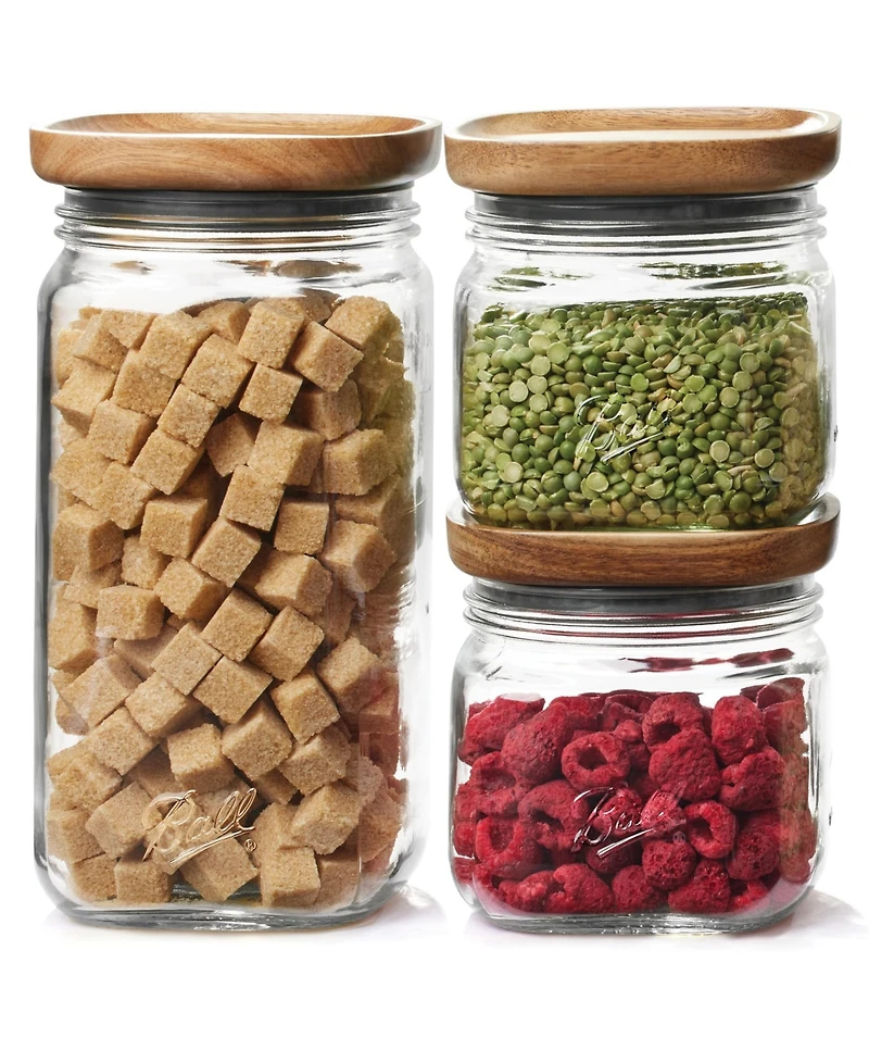 Ball Stack and Store Glass Mason Jars with Wood Lids
