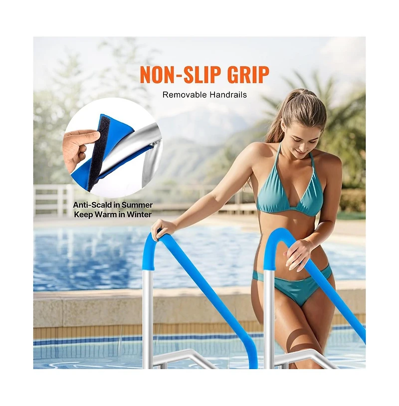 Sugift Pool Handrail 2 Pack 55 x 32 in Stainless Steel Grab Bar for Spas