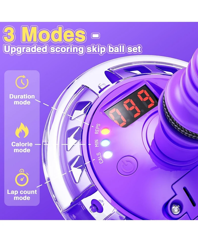 HopeRock Skip Ball Toy for Girls Ages 6-10,Girl Birthday Gifts,3 Fun Modes,Flashing Light-Up Wheel,Led Digital Counter Girl Birthday Gifts