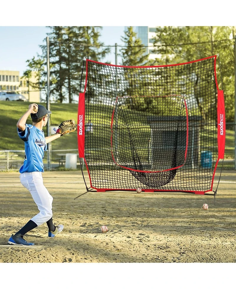 Zeny Baseball Softball Practice Net Hitting Batting Catching Pitching Training Net w/Carry Bag and Metal Bow Frame