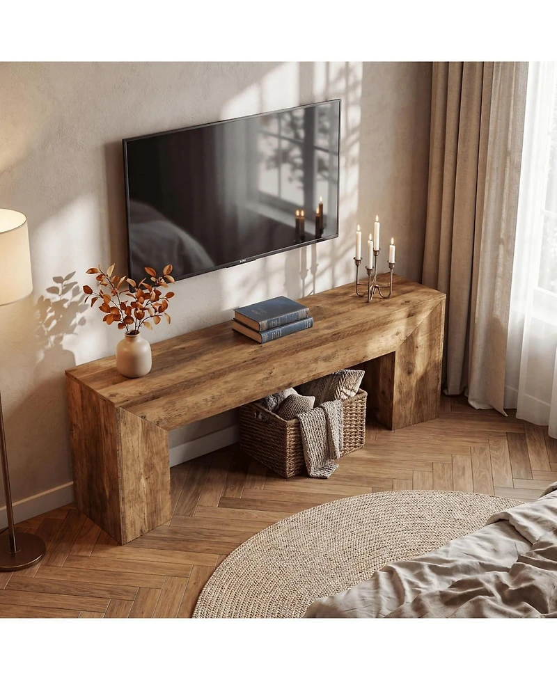 Tribesigns 63" Tv Stand with Hidden Metal Frame, Long Entertainment Center for 55/60/65/75" TVs